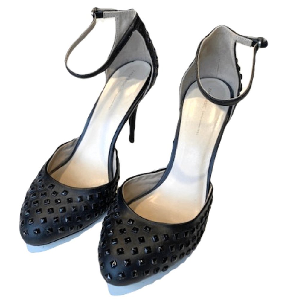 Black Studded Strap Heels